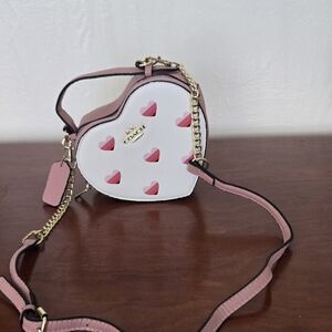 Coach Heart-Shaped Pink and White Crossbody Bag